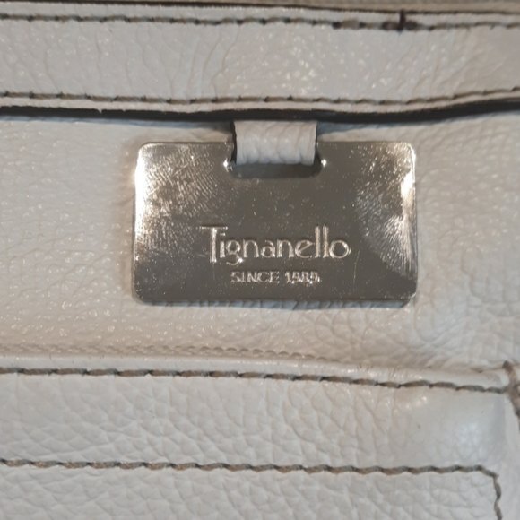 Tignanello Small White Pebbled Leather Crossbody | Organizer Purse Bag - Picture 7 of 16